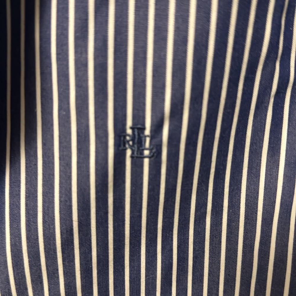 Ralph Lauren Button Down blue/white stripe non iron Shirt Size large nwot - Picture 3 of 4